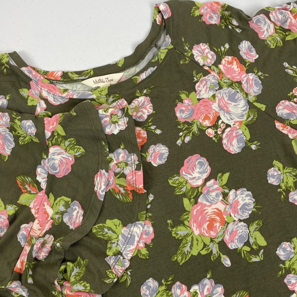Matilda Jane Blouse Women's Size Extra‎ Small Flare Sleeve Floral Green Boho